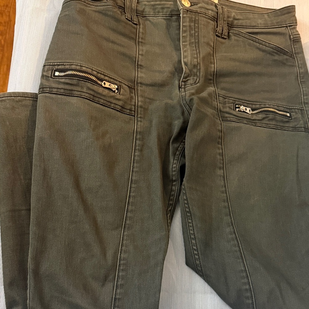 Abercrombie & Fitch Dark Olive Pants with Zipper Accents